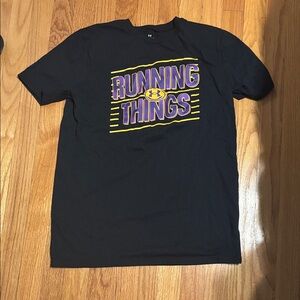 Under Armour Black Tee with Purple and Gold Graphic